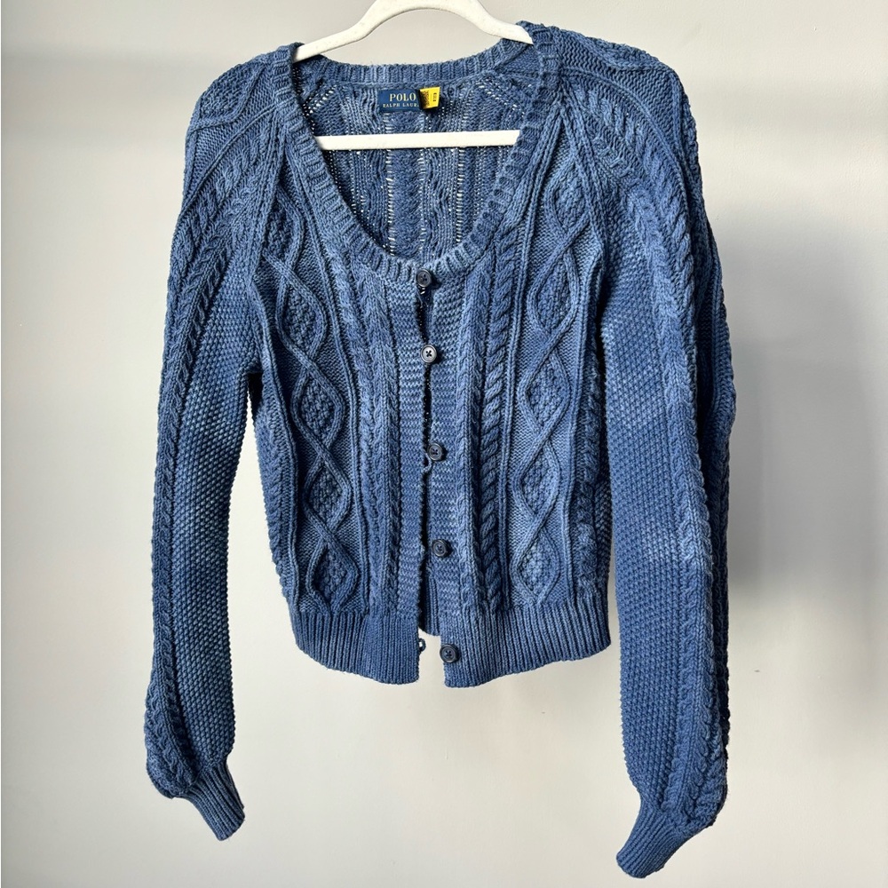 100% Cotton POLO Ralph Lauren Knit Sweater in marbled blue